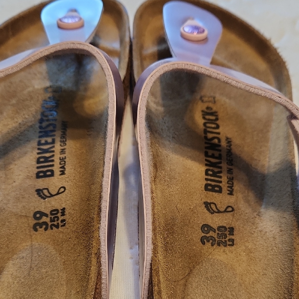 Birkenstock Metallic Lilac Sandals Size 39 New In Box - Picture 2 of 6